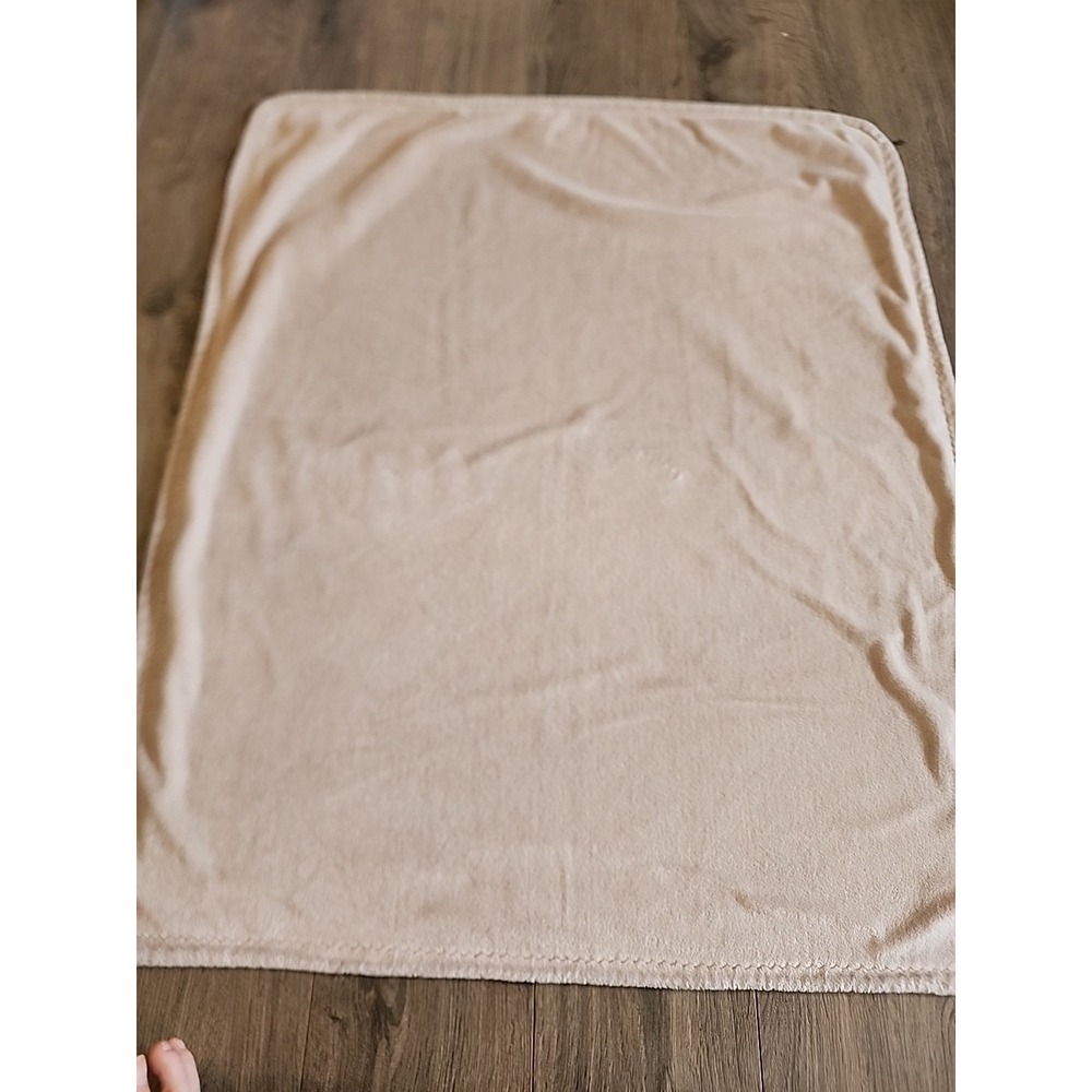 Vintage Blankets and Beyond Baby Blanket Fleece Cream Brown Stitch Rainbow Tag - Picture 3 of 4